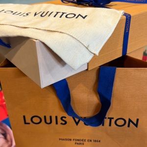Empty Louis Vuitton medium box, cloth bag, orange bag